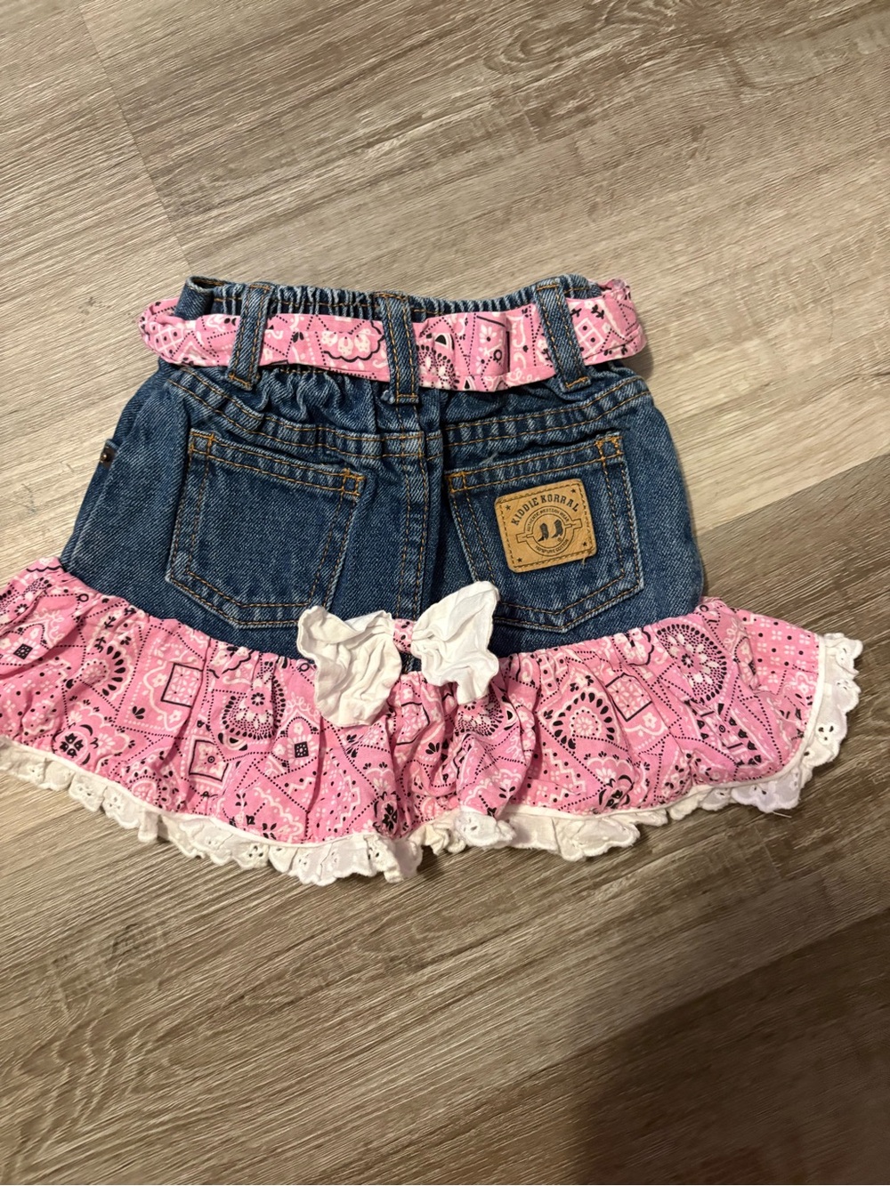 Rodeo Denim Skirt with Pink Bandana Ruffle